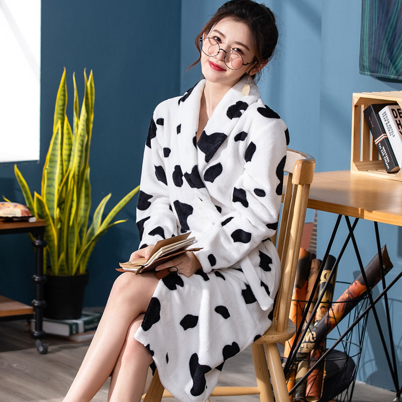 珊瑚绒浴衣浴袍i女秋加厚保暖晨袍甜美可爱家居服法兰绒睡袍睡衣