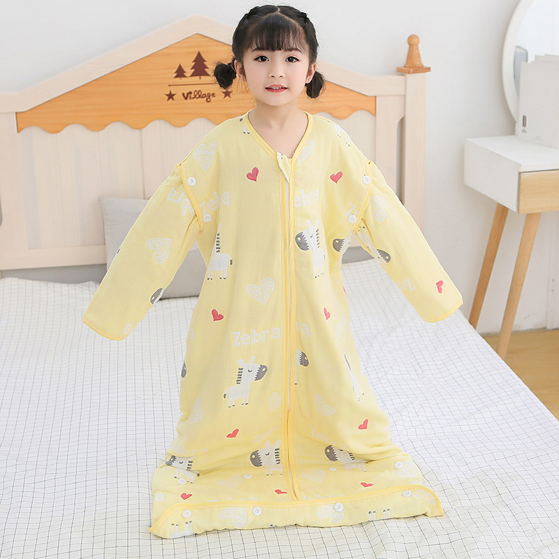纯棉纱布宝宝儿童睡n袋夏季春秋夏天春夏款薄款中大童防踢被子神