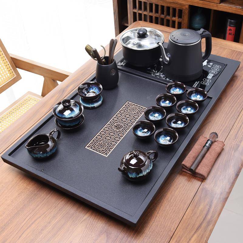 整块石头茶盘套装全自动底部上水一体茶具家用乌金石英石整套