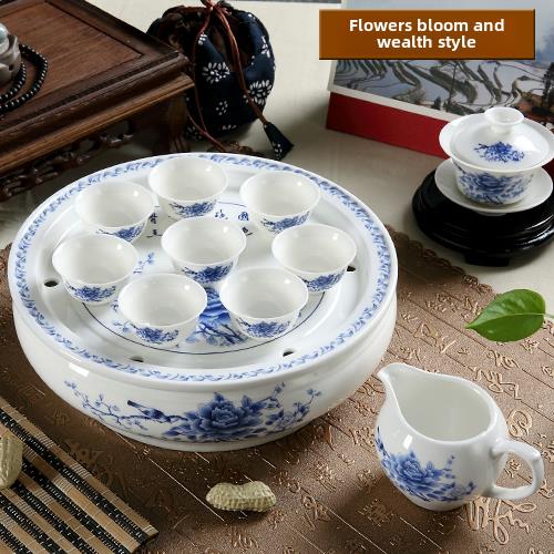 景德镇现代全套陶瓷功夫茶具家用茶杯茶壶青花瓷茶盘套装