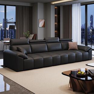 意式轻奢风真皮沙发家用客厅直排钢琴键沙发现代极简头层牛皮沙发