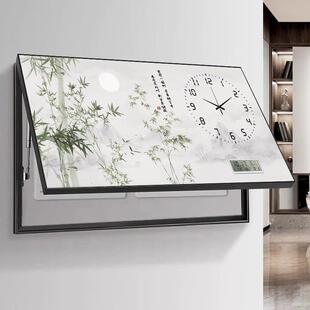 万年历带钟表大尺寸竹子简约中式电表箱装饰画 画免打孔线 线电闸