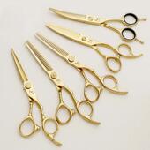 金色理发剪刀翘剪平剪无痕专业牙剪打薄发型师组合套装 美发师剪刀