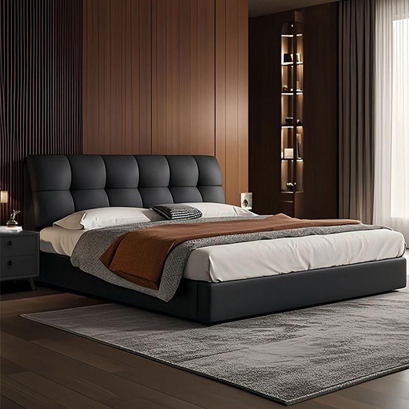 法式泡芙床皮床现代简约轻奢床1米8米主卧大床双人床储物真皮婚床