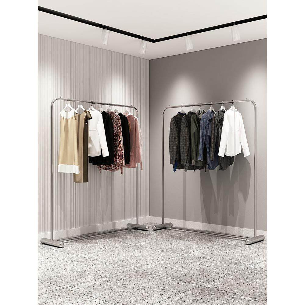 服装店展示架陈列架落地式不锈钢挂衣架中岛侧挂网红女装店货架子