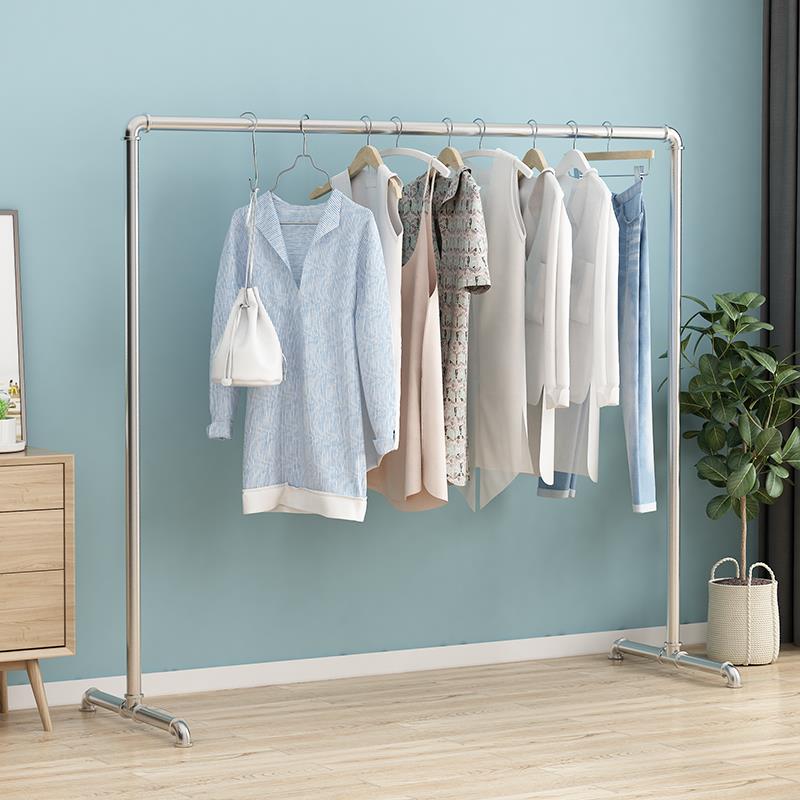 钢管晾衣架落地简易挂衣架室内卧室家用单杠式阳台晒被子晾晒衣架