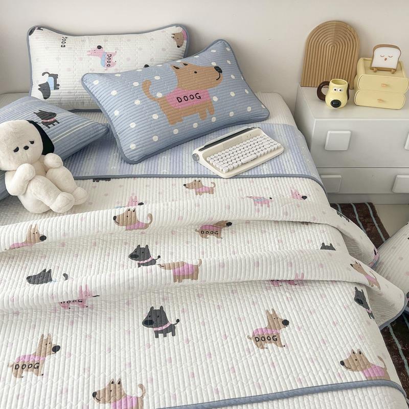 定制双面纯棉床盖榻榻米炕盖夹棉垫铺水洗绗缝加厚床单全棉床罩子