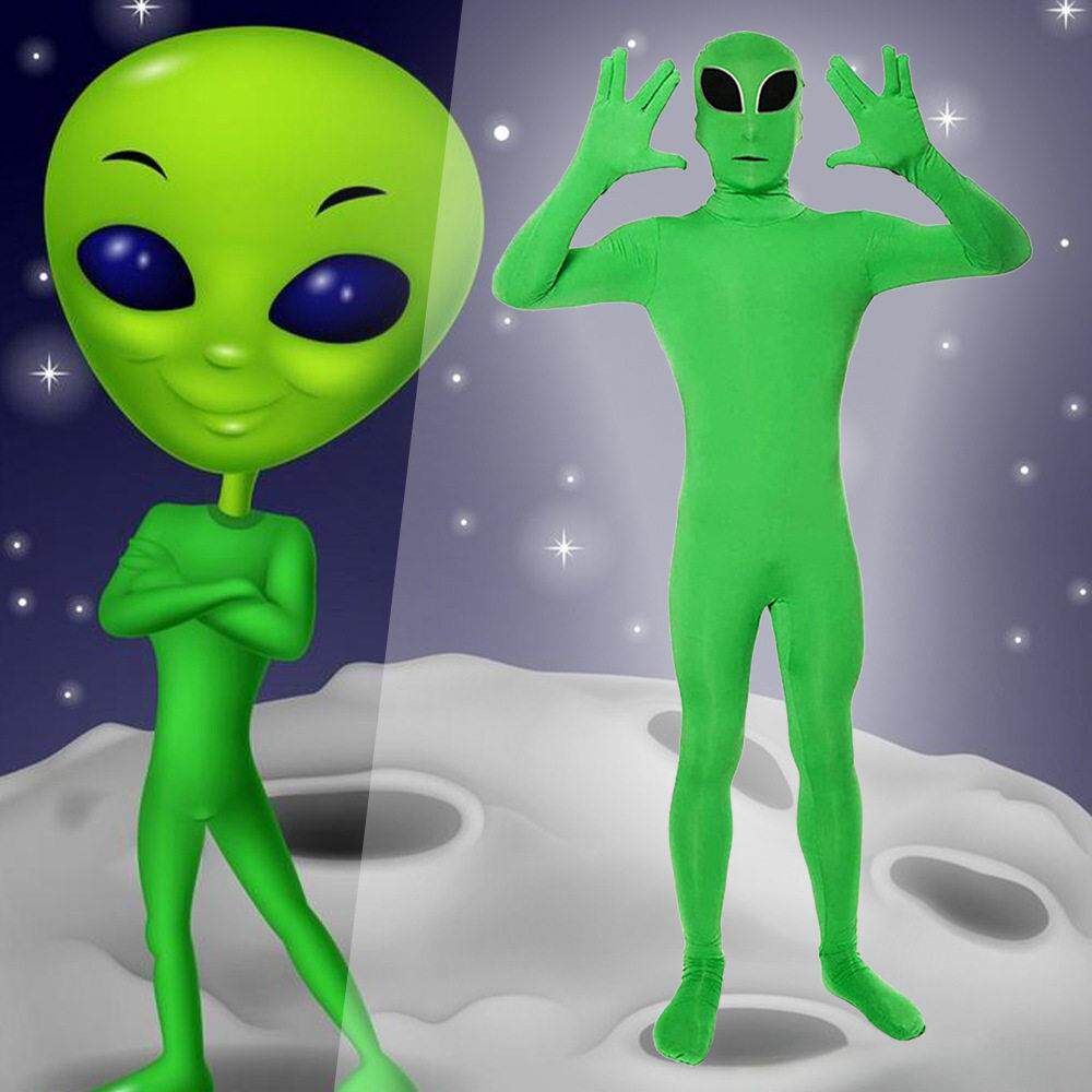 ET外星人服装Extraterrestrial Being绿色衣服连体紧身衣舞台表演