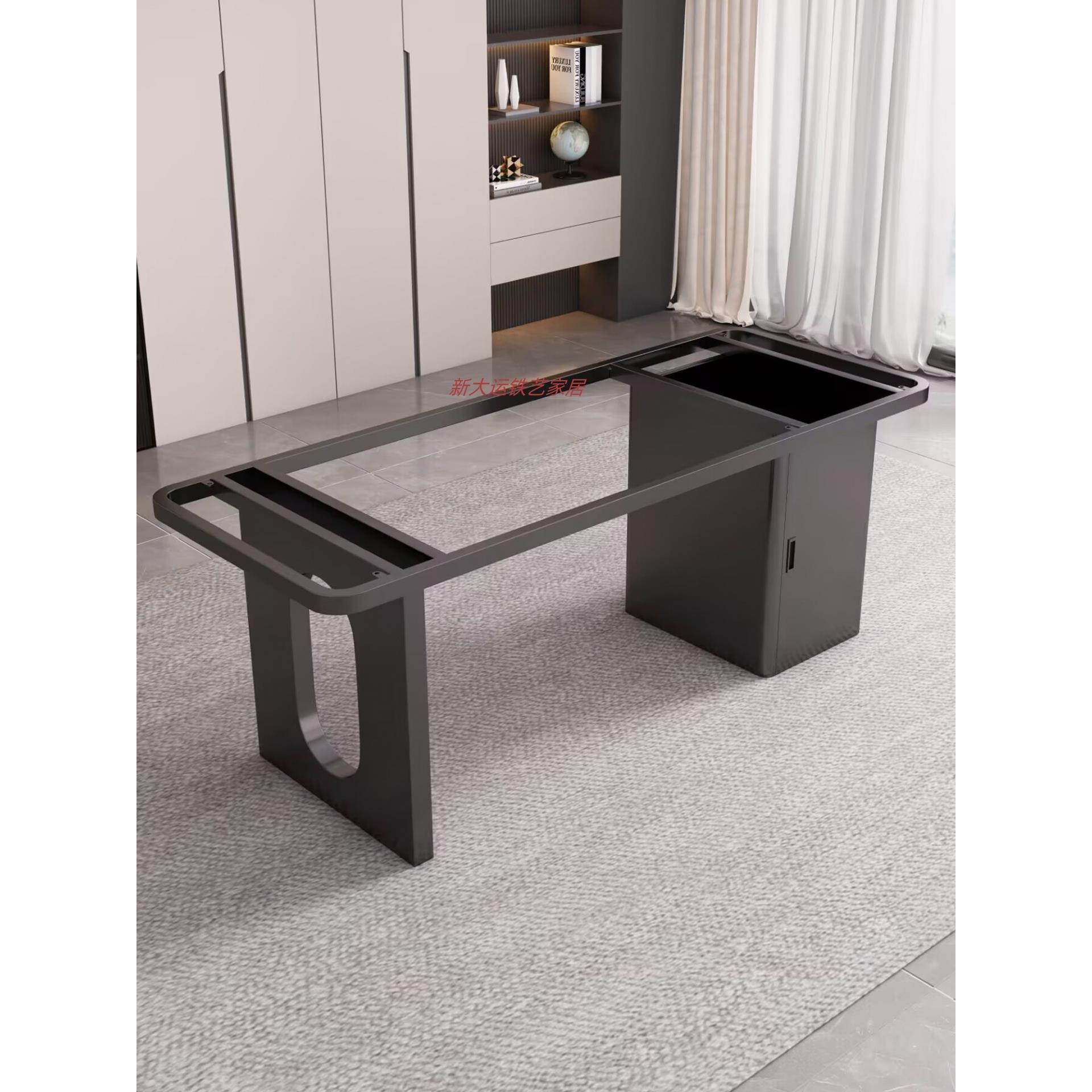 大理石茶台底座不锈钢岩板茶桌支架奢石泡茶桌脚办公桌金属支撑腿