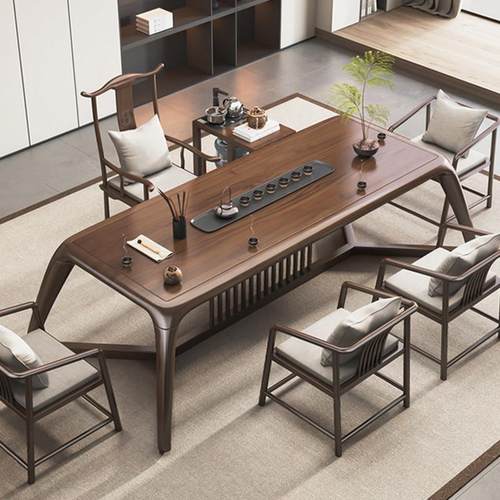 茶桌办公室中式实木茶台轻奢现代简约家用客厅喝茶桌椅组合罗汉床