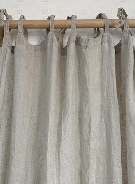 外贸纯亚麻纱帘遮光双层窗帘阳台卧室客厅隔间帘 可定制