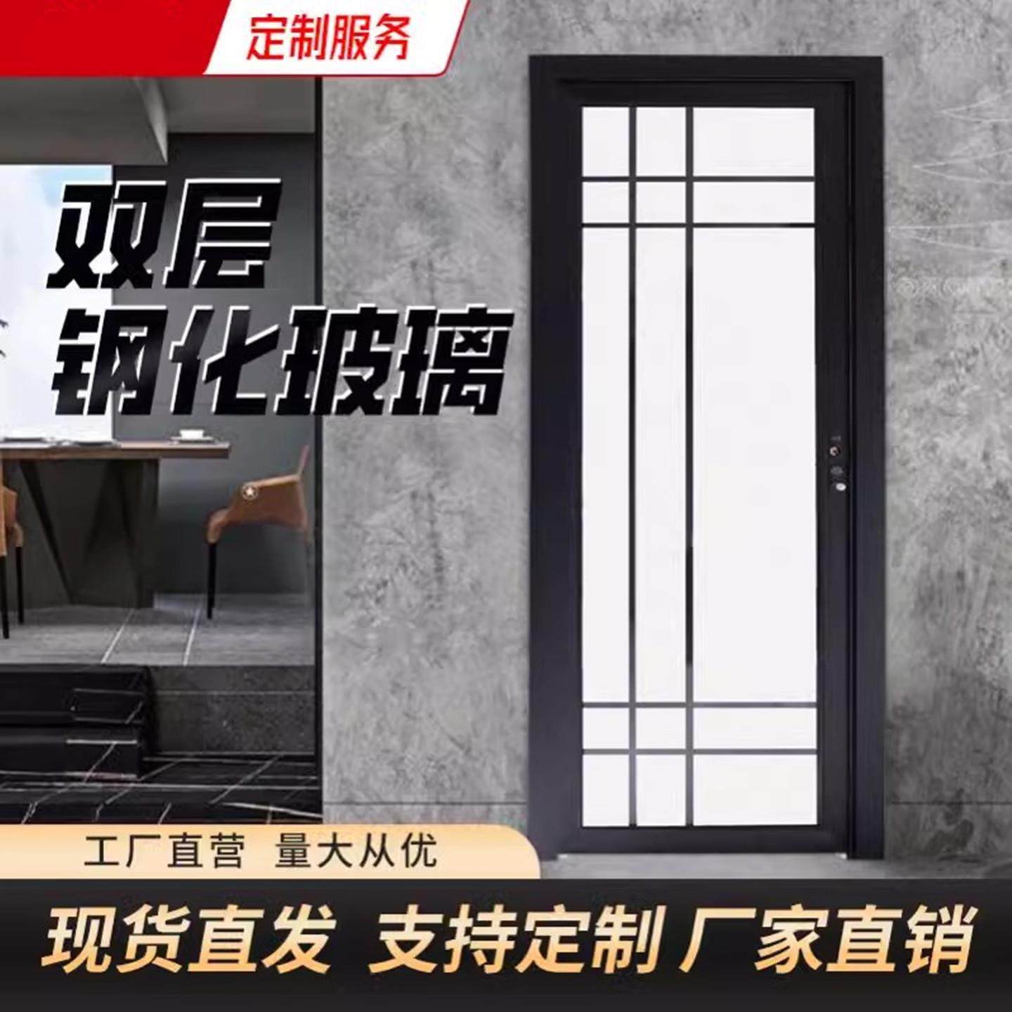 2024新款卫生间门铝合金厕所门合页浴室厨房磨砂钢化玻璃定制