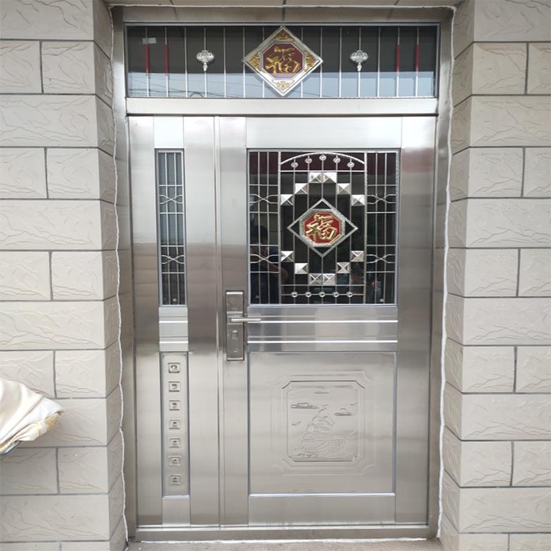 304不锈钢防盗门大门双门乡村安全门白钢门家用单门楼宇子母门