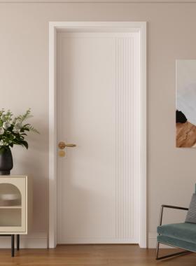 木以木作实木法式简约现代室内白色烤漆门平开卧室房间门网红覆古