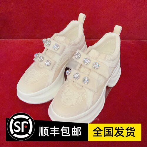 LeFame拉飞姆2024冬装2495丝绒蕾丝厚底鞋LF24D31CA413