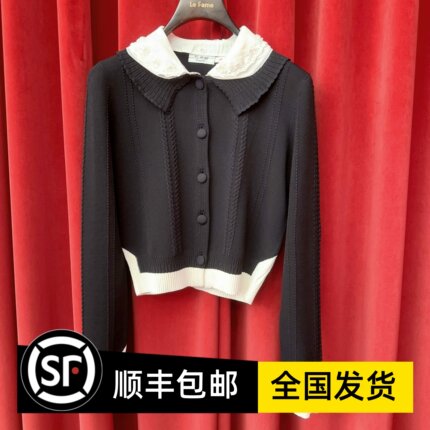 Le fame拉飞姆国内专柜代购 25秋娃娃领针织开衫FF25Q00ZM261