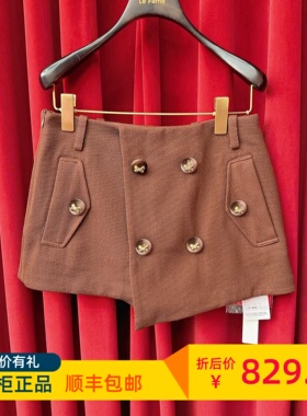 Le fame拉飞姆国内专柜代购 25 春双排扣装饰迷你裙 LF25C21SS184