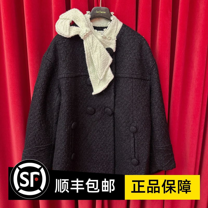 Le fame拉飞姆国内专柜代购 25 冬蝴蝶结毛呢大衣 LF25D41SY157