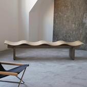 北欧简约波浪凳实木床尾凳设计师长凳创意餐边凳换鞋 凳办公区凳子