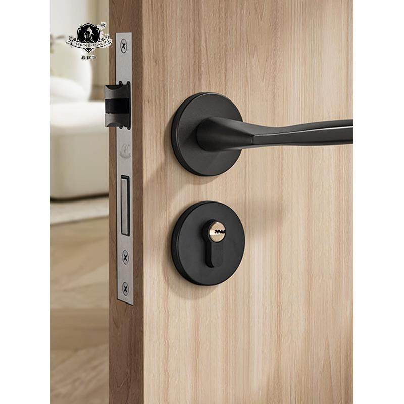 铁将军经济实用型现代简约室内卧室静音门锁黑色房门锁经典房门锁