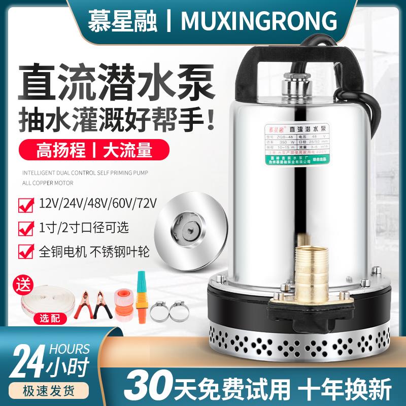 48V电瓶车直流潜水泵12V24V60V72V电动车抽水机高扬程抽水泵农用