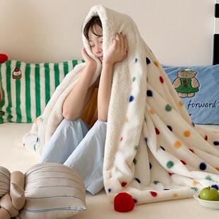 少女心多巴胺毛球兔兔绒毛毯被披肩单人冬季加厚沙发盖毯午睡毯子