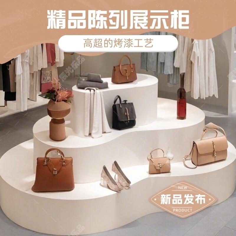 服装店玻璃中岛流水台收银台女装饰品摆件展示桌店铺陈列台储物柜