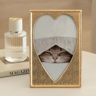 6寸心形相框摆台结婚登记照相框法式轻奢闺蜜礼物少女心金色相框