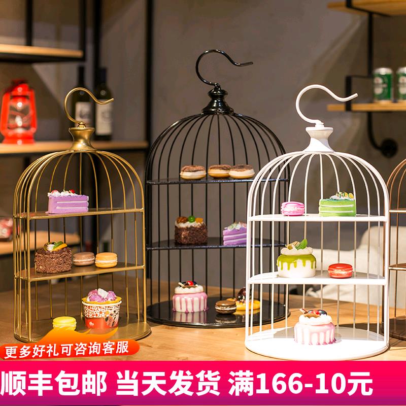 欧式下午茶点心架子 铁艺婚庆甜品台鸟笼摆件 杯子蛋糕架多层西点
