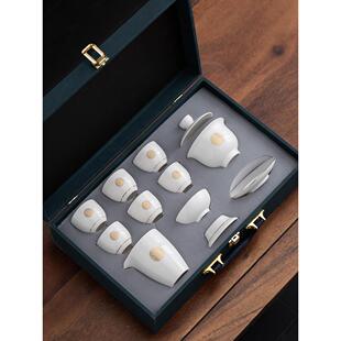 景德镇如瑶德华陶瓷功夫茶具白瓷羊脂玉盖碗套装家庭办公茶杯全套