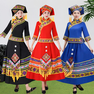 广西壮族服装三月三少数民族表演服装成人女苗族彝族舞蹈演出服装