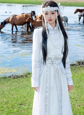 蒙古族服装蒙古袍女长款舞台演出服装全套秋冬旅拍写真日常服