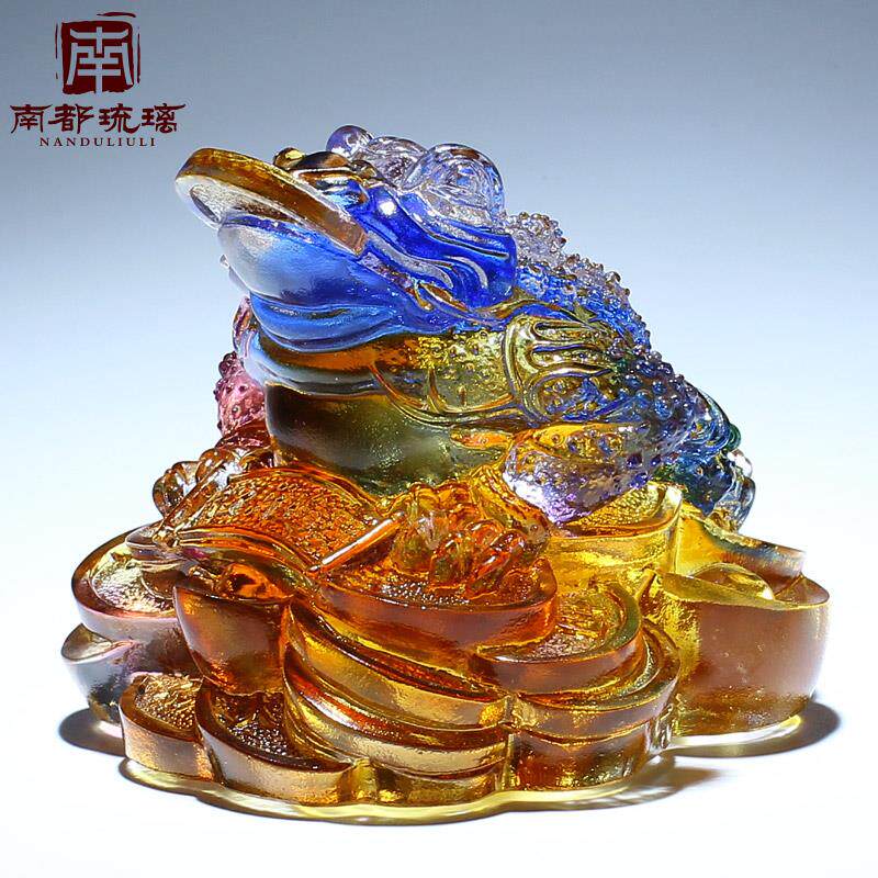 琉璃复古金蟾招财摆件旺财金蝉三足蟾蜍店铺招财公司开业礼品摆件
