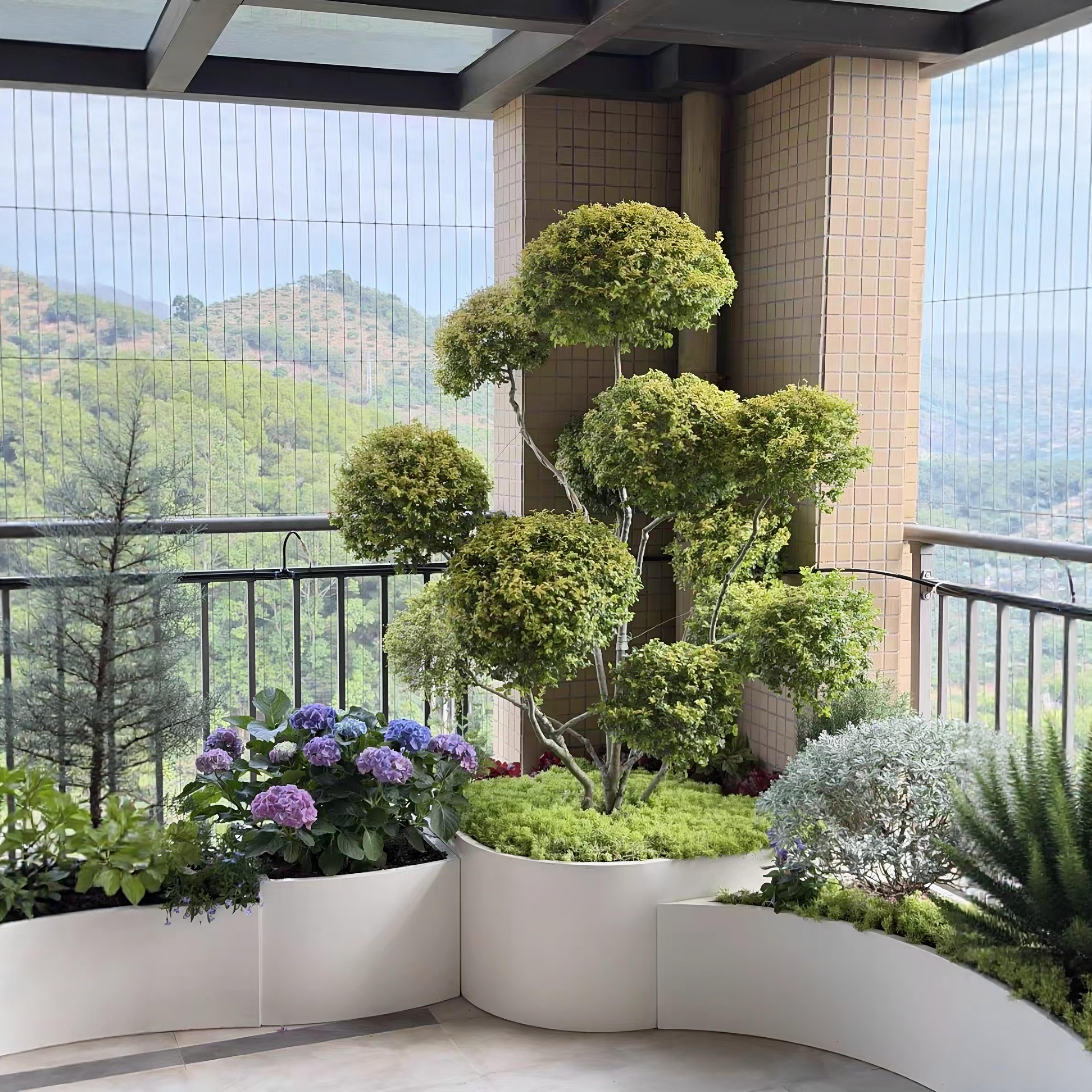 定制露台阳台不锈钢异型种植箱庭院造景花池室内转角弧形成品花箱
