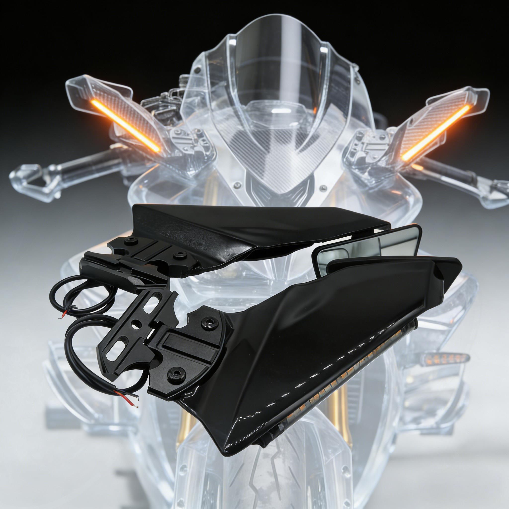 适用钱江赛921PRO 800RS 600RS改装带灯定风翼后视镜转向灯刀锋镜