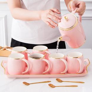 结婚礼物 陶瓷轻奢喝水杯子家用客厅茶具茶壶茶杯简约杯具水具套装