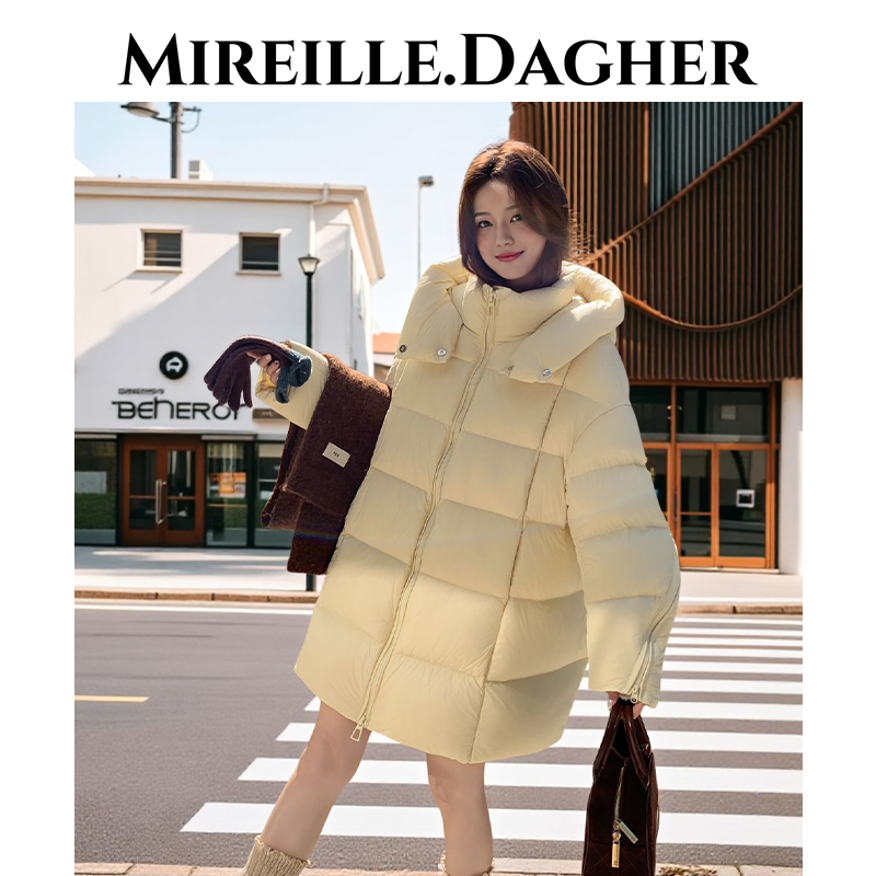 米莱黛格2025巨好看的羽绒服保暖加厚女士宽松版连帽鹅绒服5289