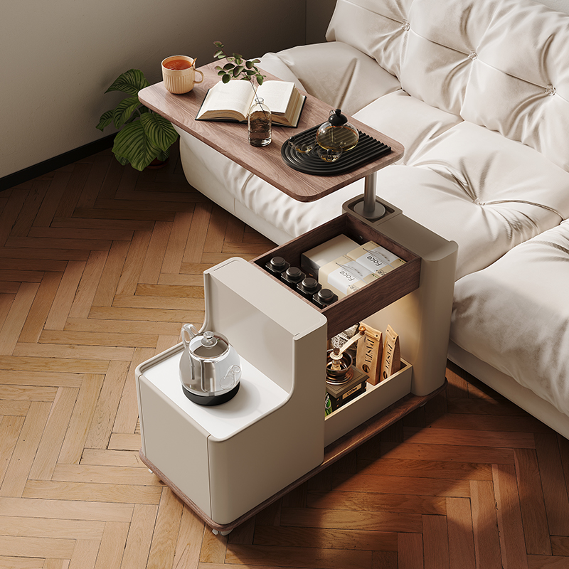 木研社可移动边几客厅沙发小户型烧水多功能升降茶几推车阳台角几