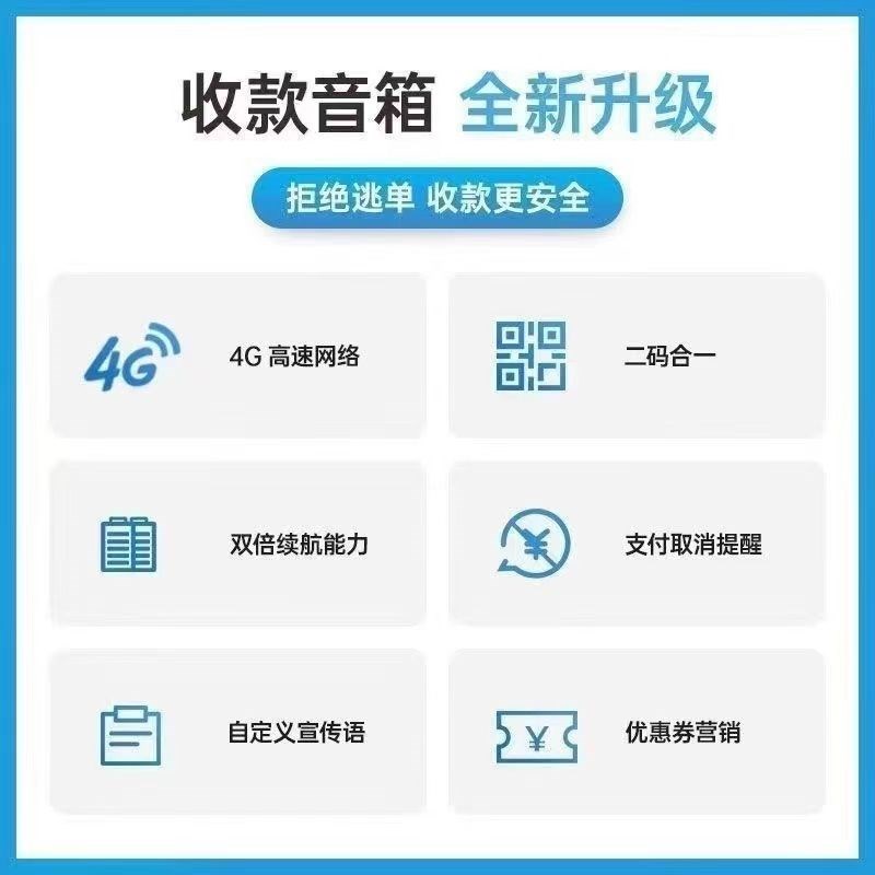 播报器商超摆摊大音量4g智能屏显音响小额免手续费防逃单收款音箱