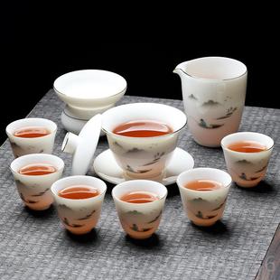夫不烫手盖碗茶白瓷家用送礼 高档羊脂茶具玻璃泡功红玉茶高档套装