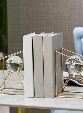 北欧轻奢玻璃球书挡摆件客厅酒柜办公室桌书房书架金属书靠装饰品