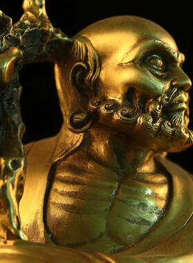 纯黄铜达摩禅意佛像中式摆件菩提祖师铜像风水家居装饰摆设包邮