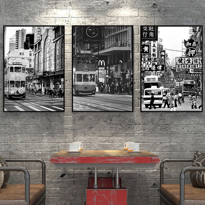 茶餐厅香港街景挂画装饰画