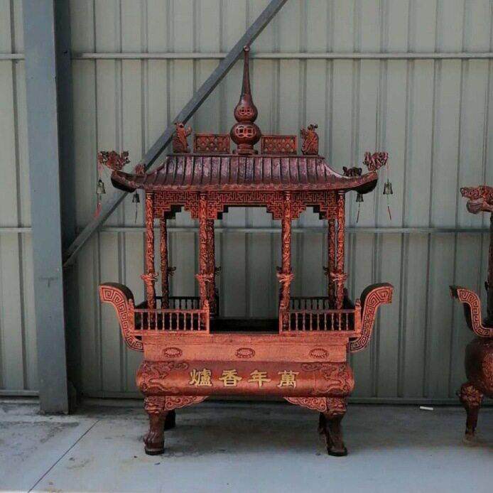 铸铁长方形八龙柱香炉大型寺庙院焚烧插香佛堂道观景区宗祠堂户外