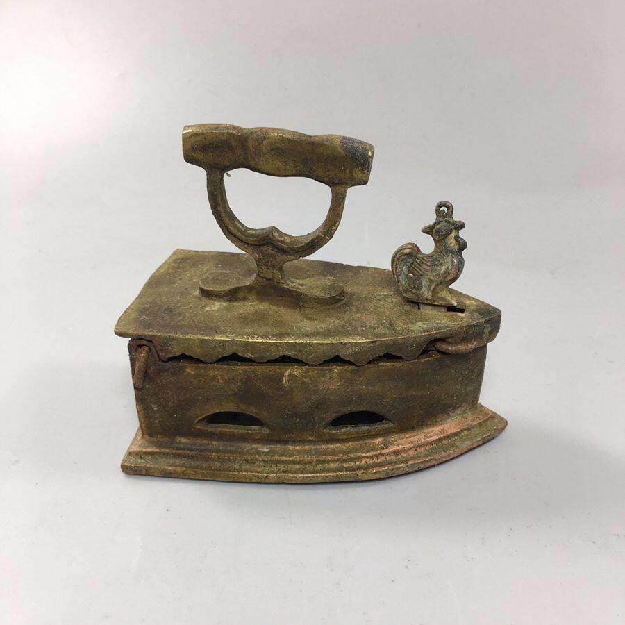 古玩杂项铜器民国公鸡熨斗复古怀旧物件家居工艺品仿古摆件铜熨斗