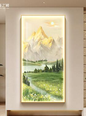 日照金山灯光装饰画现简约山水画玄关风景挂画可