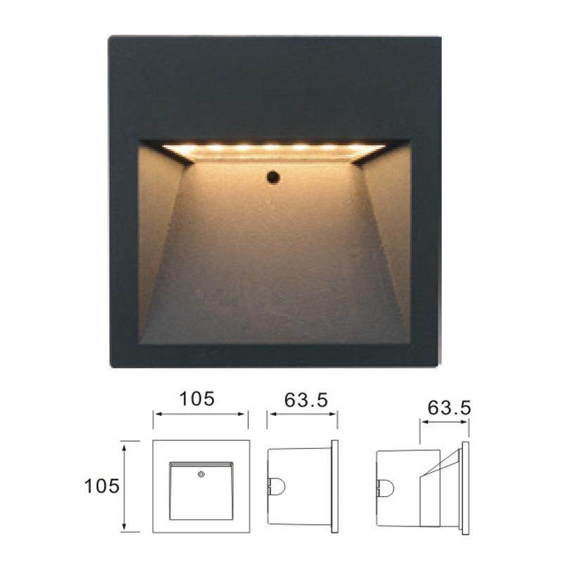 LED楼梯灯套件户外防水嵌入过道走廊台阶侧壁小夜地脚楼梯踏步灯
