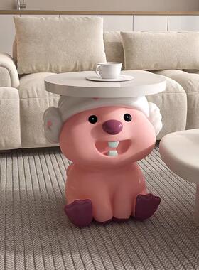 轻奢客厅沙发可移动loopy茶几边几小户型落地床头柜创意海狸摆件