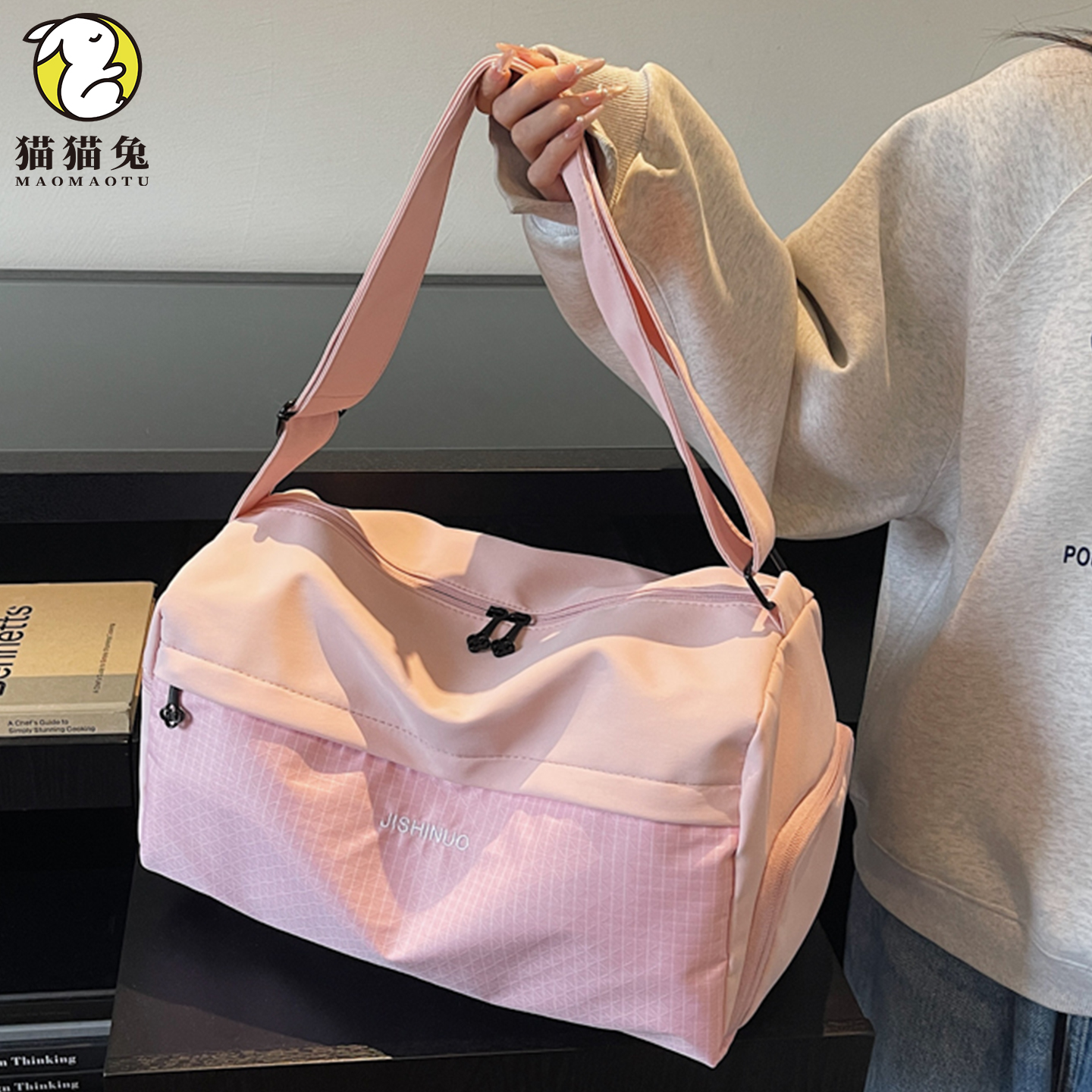 旅行包可挂行李箱粉色女小型轻便