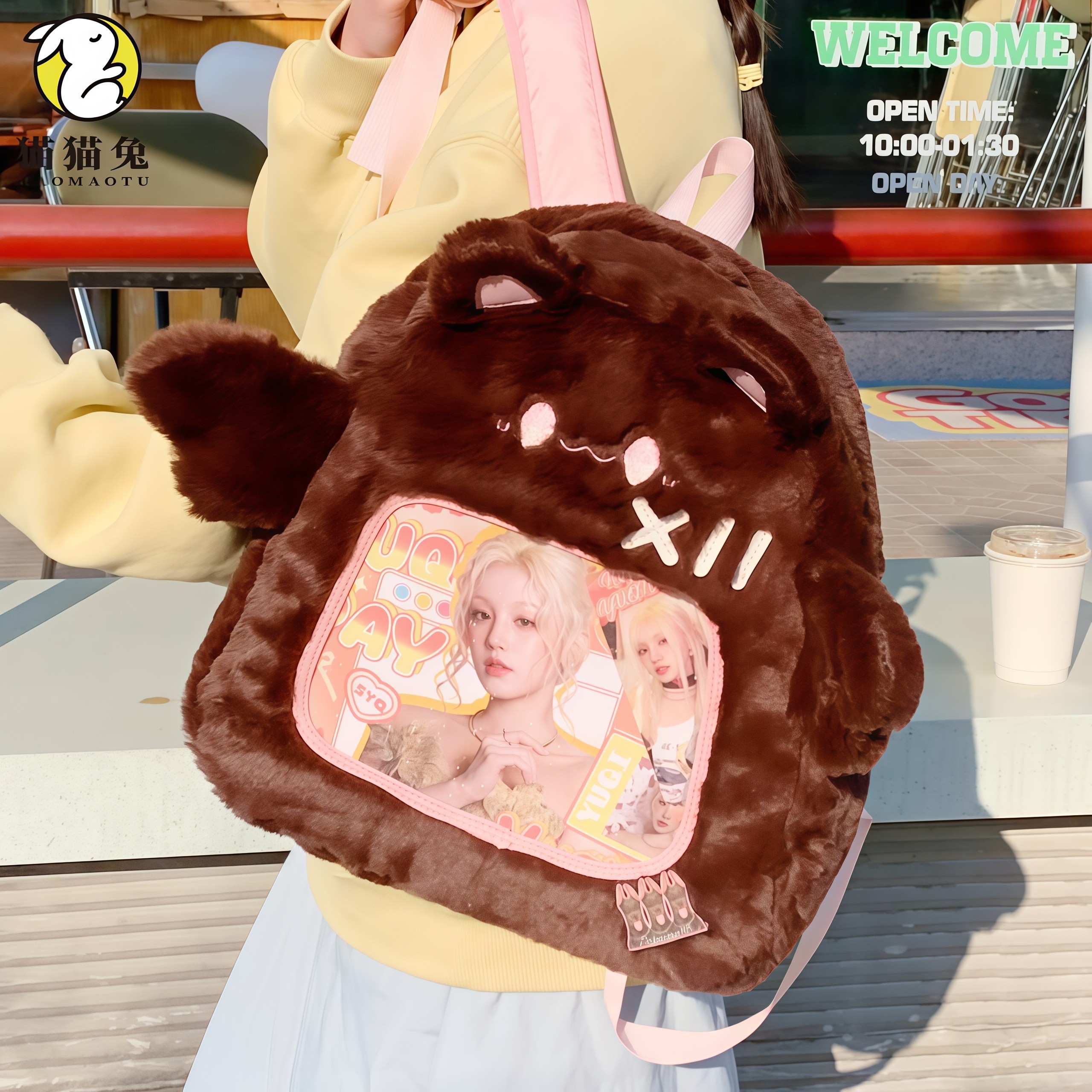 高级感痛包ins百搭高颜值女生毛绒轻便出行双肩包小食量透明背包,箱包皮具/热销女包/男包,痛包,淘宝优惠券,粉丝福利购,淘宝优惠卷